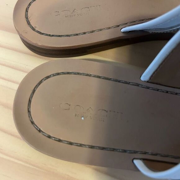 Coach Eileen Turn lock Slide Sandals Flip Flops white Silver Womens Size 9 money - Picture 6 of 12
